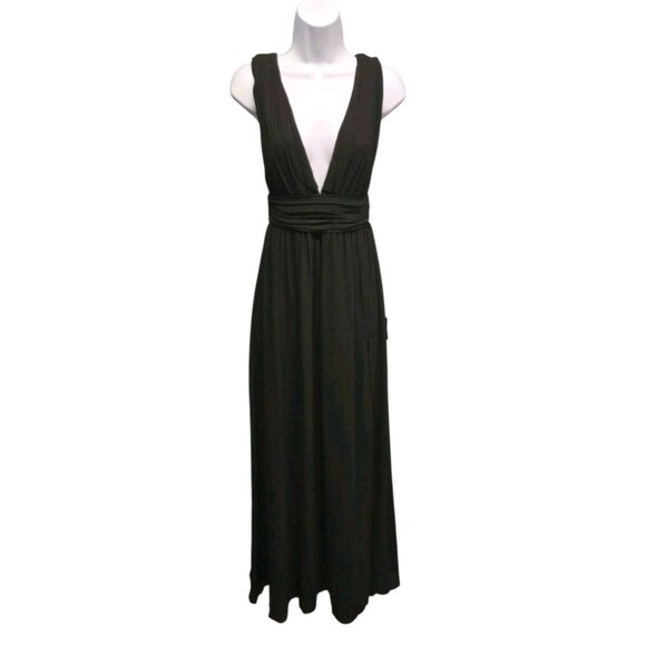 Lulus Heavenly Hues Maxi Dress Small Black Chiffon Side Slit Formal Wedding Prom - Picture 2 of 7